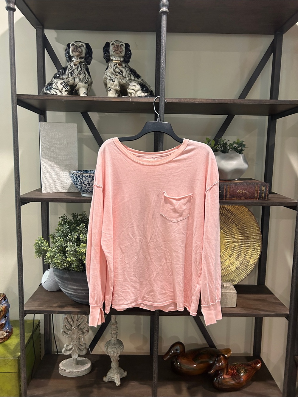 We The Free Long Sleeve Pocket Tee in Light Pink